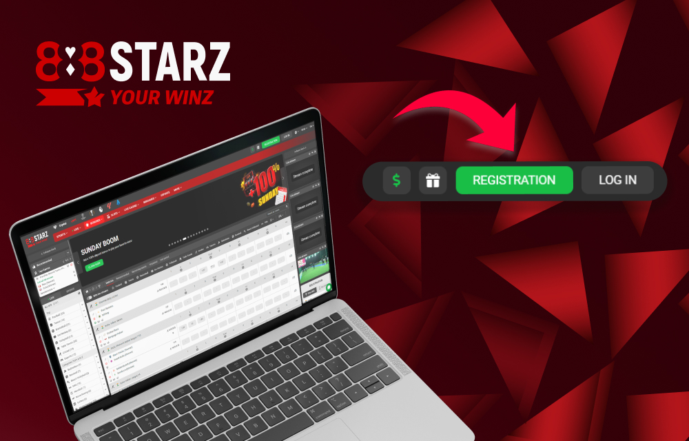Clicking the registration button on 888starz